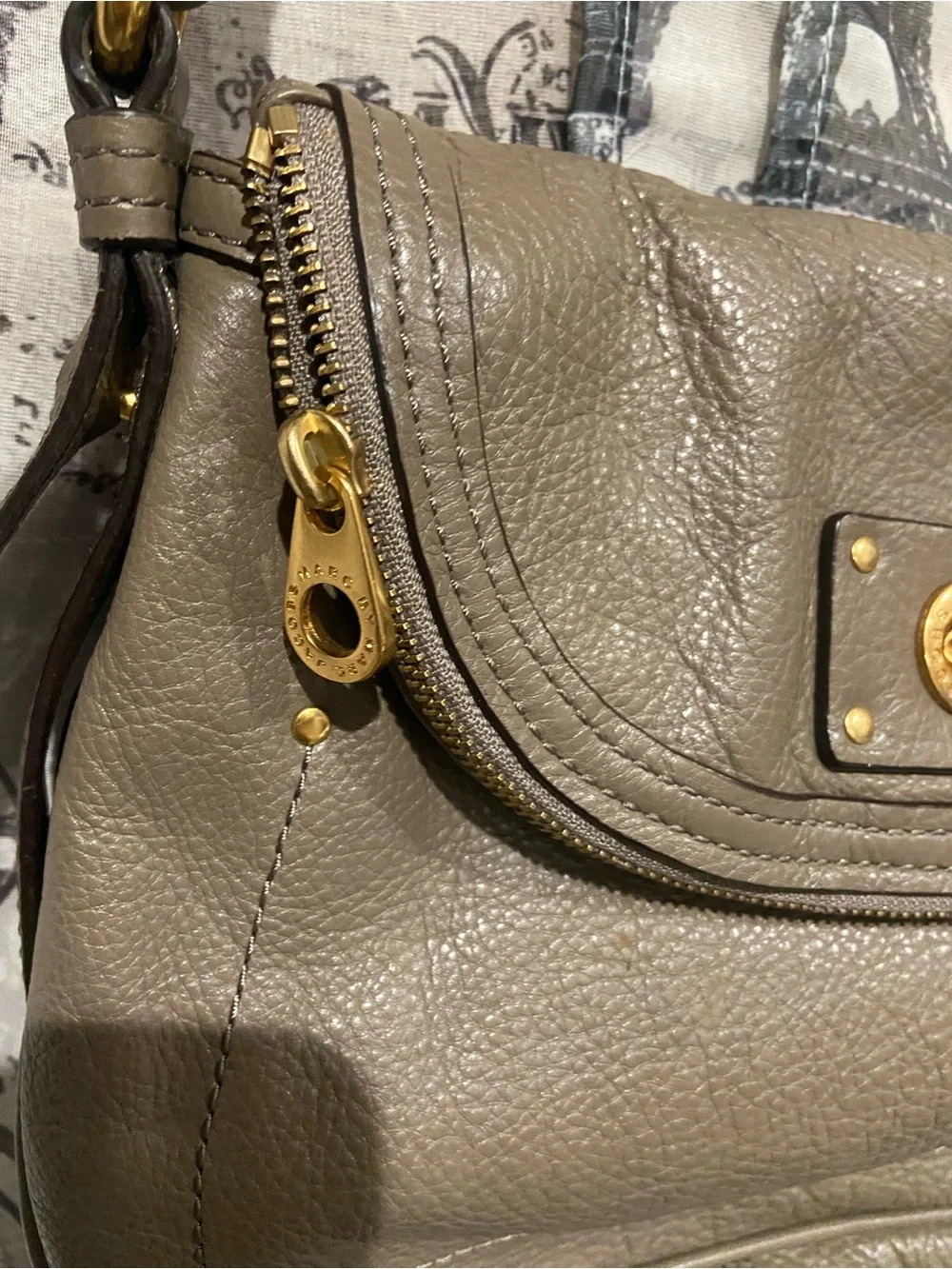 Marc by Marc Jacobs Taupe Leather Crossbody with Gold Hardware